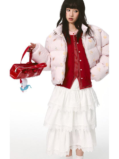 레트로 프린트 코튼 짧은 코트 [S0000011428]