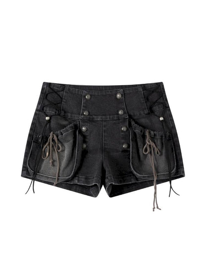 Vintage-Washed Slightly Stretch Denim Shorts【s0000014427】