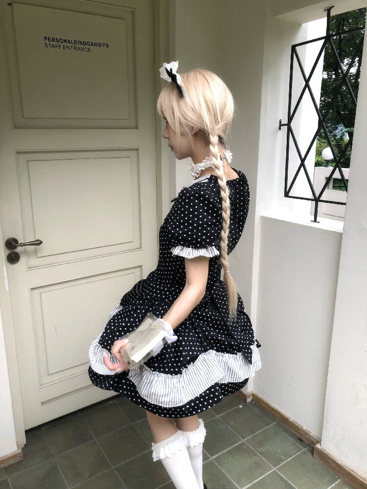 Puff Sleeve Star Polka Dot Dress【s0000016891】