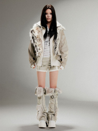 Fake Two Piece Pu Leather Jacket【s0000011252】