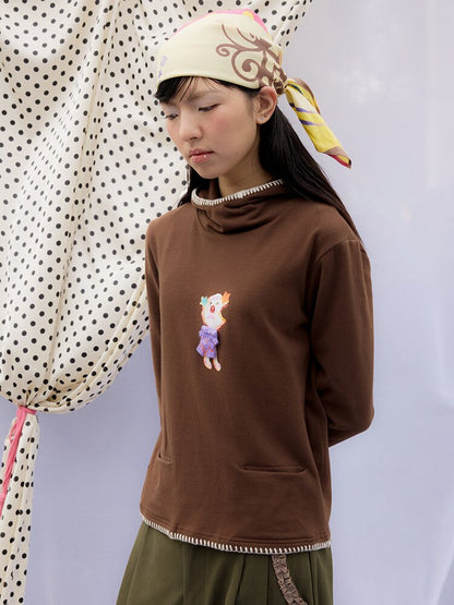 Printed Hood Girl Long Sleeve T【s0000015848】