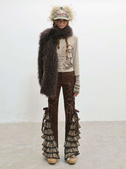 Plaid Strap Vintage Lace Slacks【s0000014832】