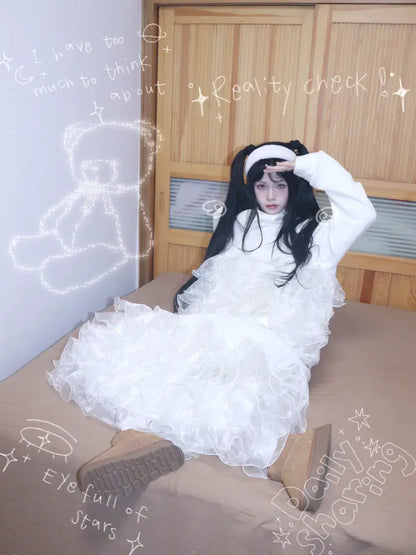 Granulated Sweatshirt with Lace Trim【s0000014345】