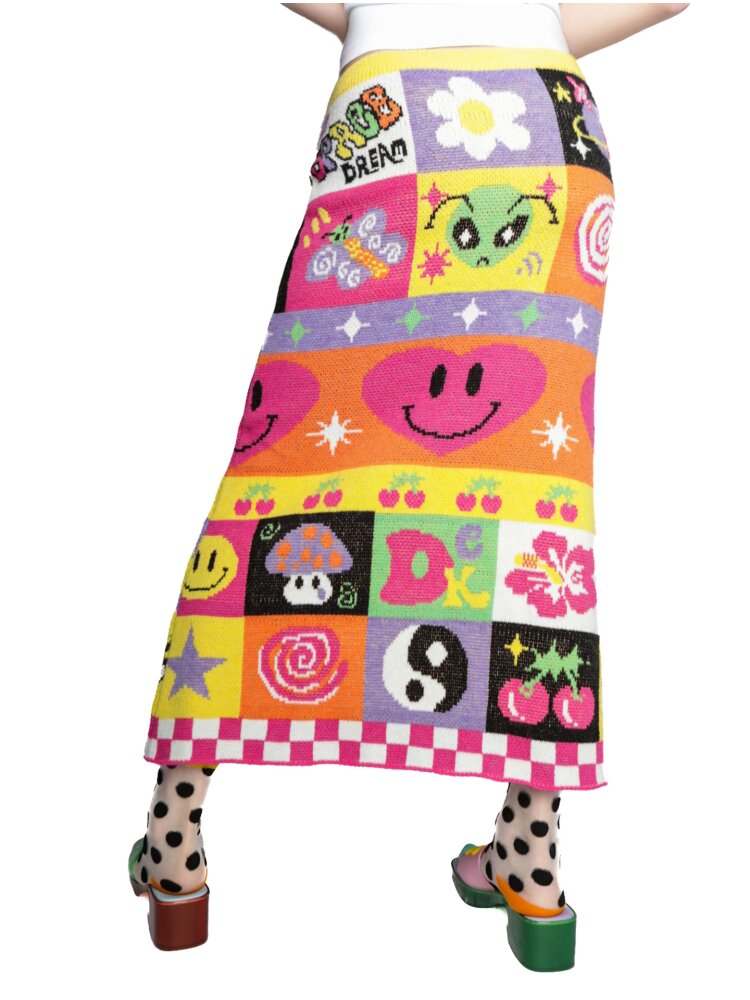 Cartoon Rainbow Knit Stretch Skirt【s0000015555】