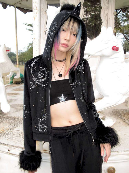 Horse Unicorn Velvet Diamond Coat【s0000015377】