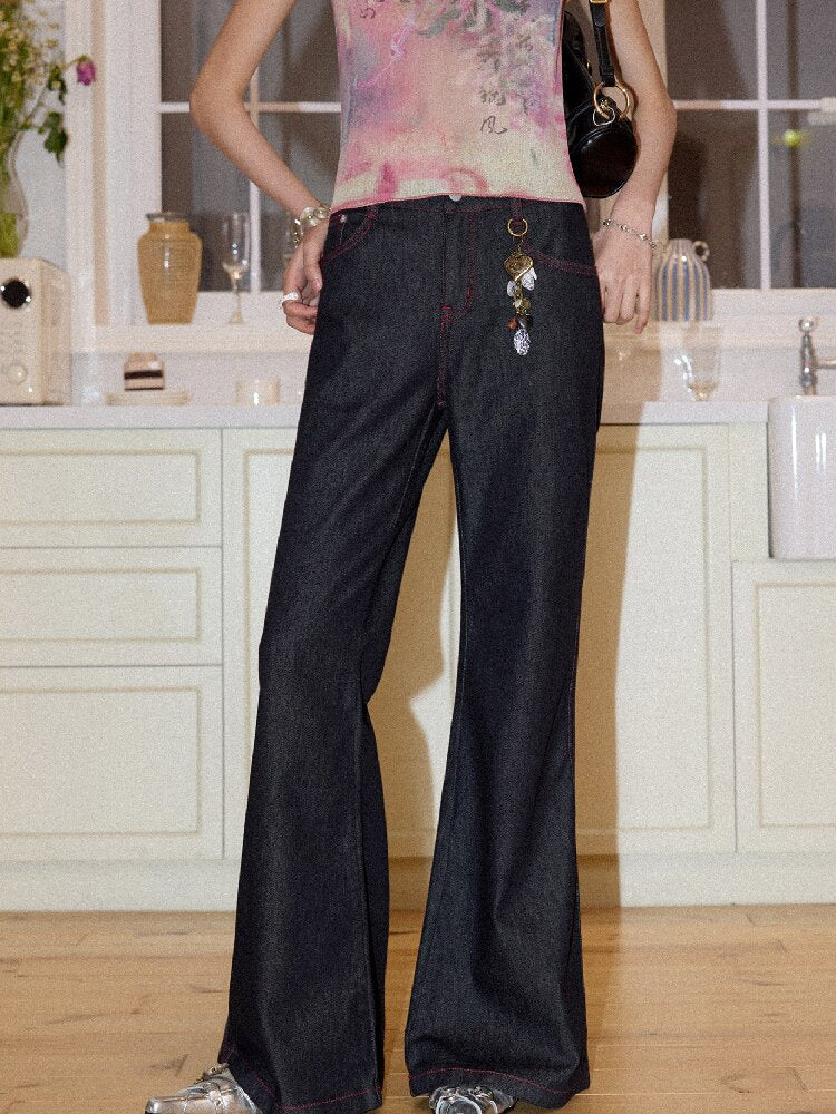 Topstitch Embroidered Flared Pants【s0000016658】