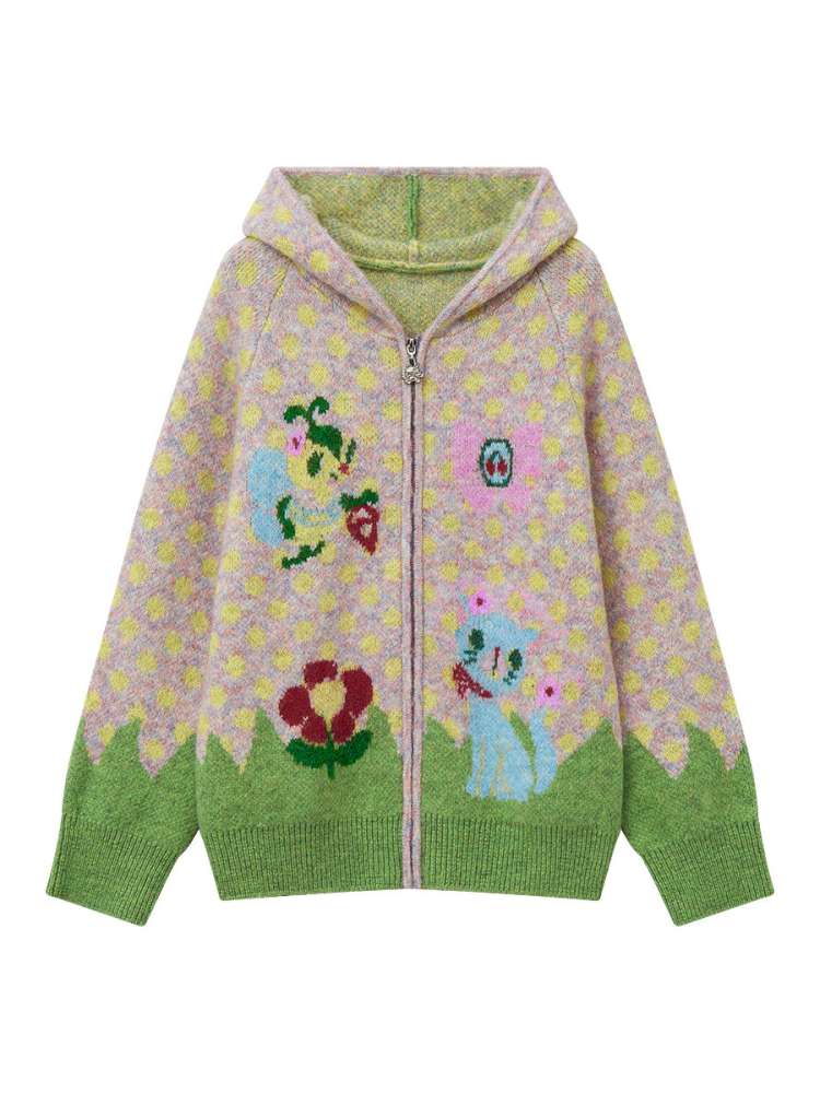 Light Pink Polka Dot Hood Cardigan【s0000015024】