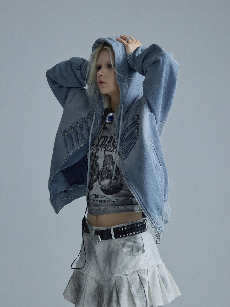 Destroyed Blue Napoleon Sweatshirt【s0000018553】