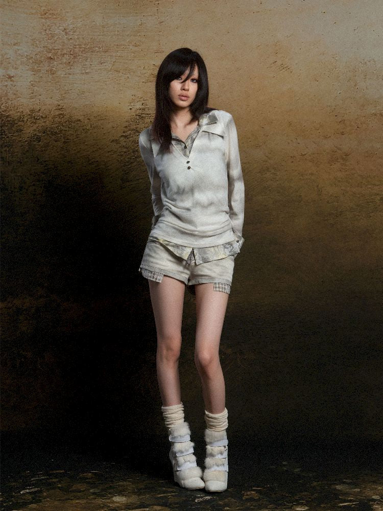 Double Layer Lapel Knit Inner Top【s0000011809】