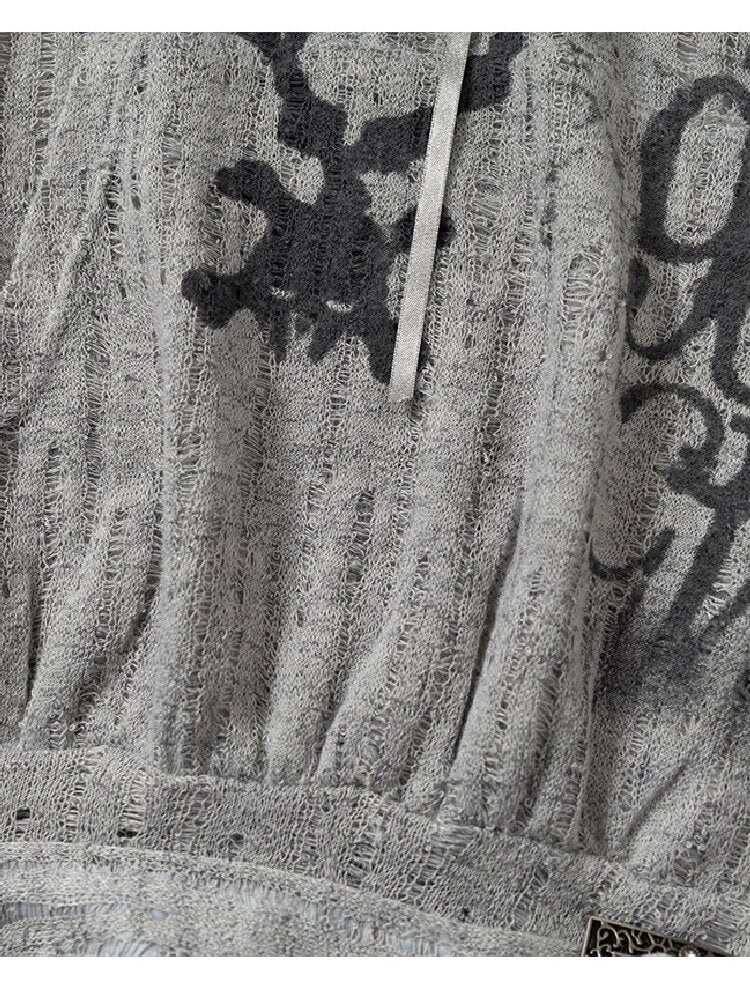Ripped Knit Hooded Short Smock T Shirt【s0000016993】