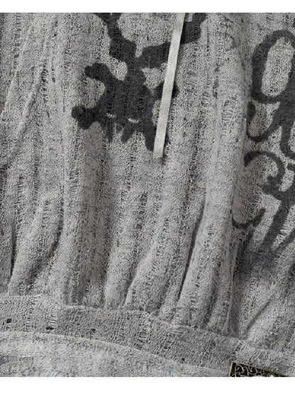 Ripped Knit Hooded Short Smock T Shirt【s0000016993】