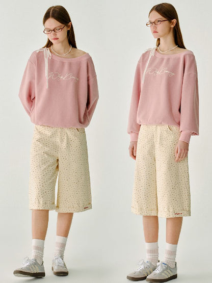 Cotton wide-legged five-minute pants【s0000011983】