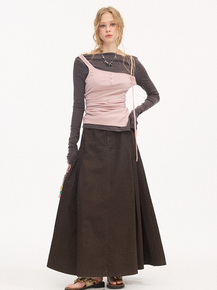 Tencel Wool Faux Two Piece Top【s0000015899】