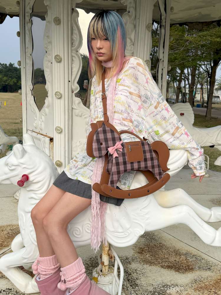 Horse Chinese Blessing Print Top【s0000015379】