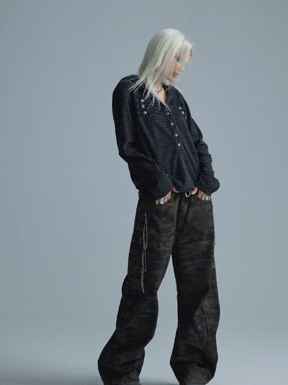 Vintage Distressed Camo Pants【s0000018556】