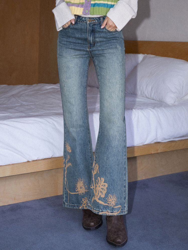 Printed Strait Flare Jeans [S0000010099]