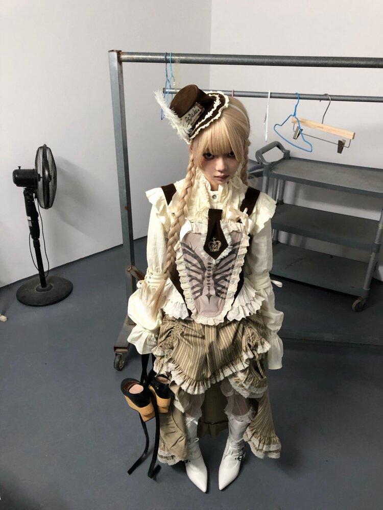 Stripe Lace Drawstring Cake Skirt【s0000015618】