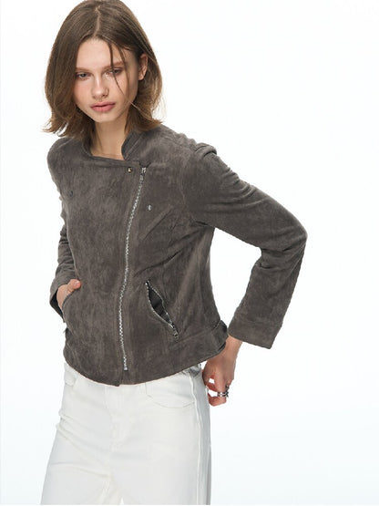 Vintage Suede Slim Cropped Jacket【s0000015859】