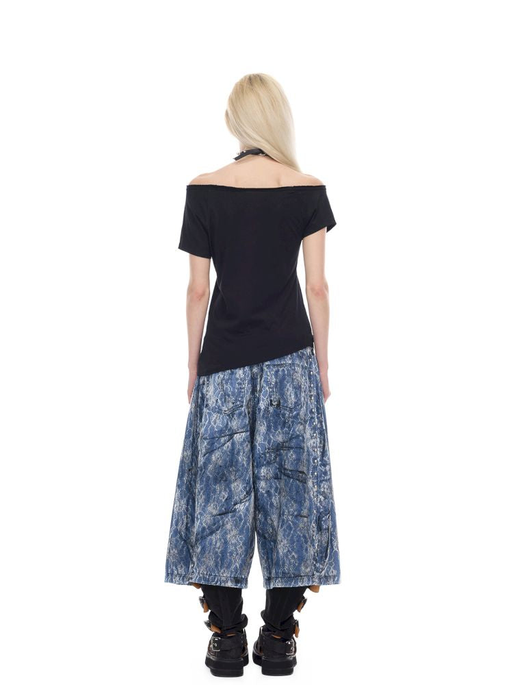 One-shoulder slim-fit Y2K T-shirt【s0000012971】