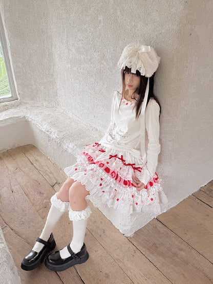 Lace Collar Long Sleeve Top【s0000018536】