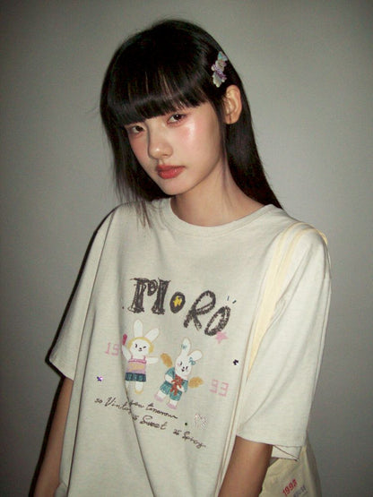 Soft collar worn Loose short-sleeved T-shirt【s0000012544】