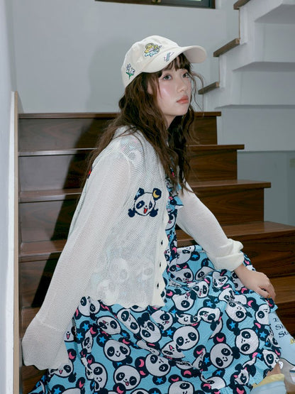 Blue panda pattern dress【s0000012757】