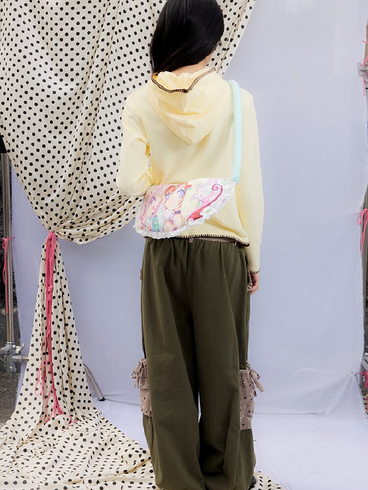 Frog Co-Print Splicing Pillow Bag【s0000015854】