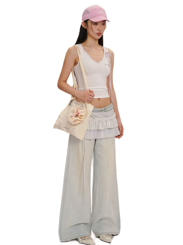 Collision color side sleeveless camisole tank top【s0000013440】