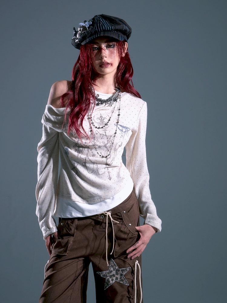 Swing Neck Long Sleeve Knitted Bottom Shirt【s0000013697】