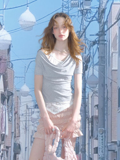 Lace Straps Short Sleeve T-shirt【s0000012254】