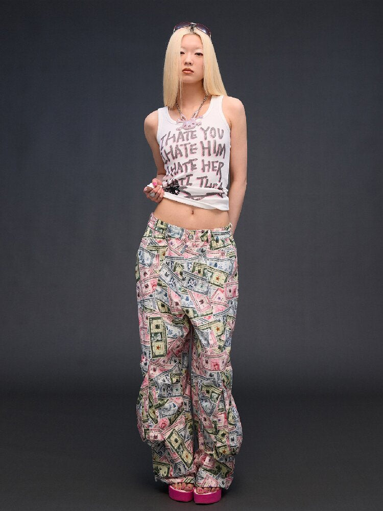 Money Print Multi Pocket Wide Pants【s0000017033】
