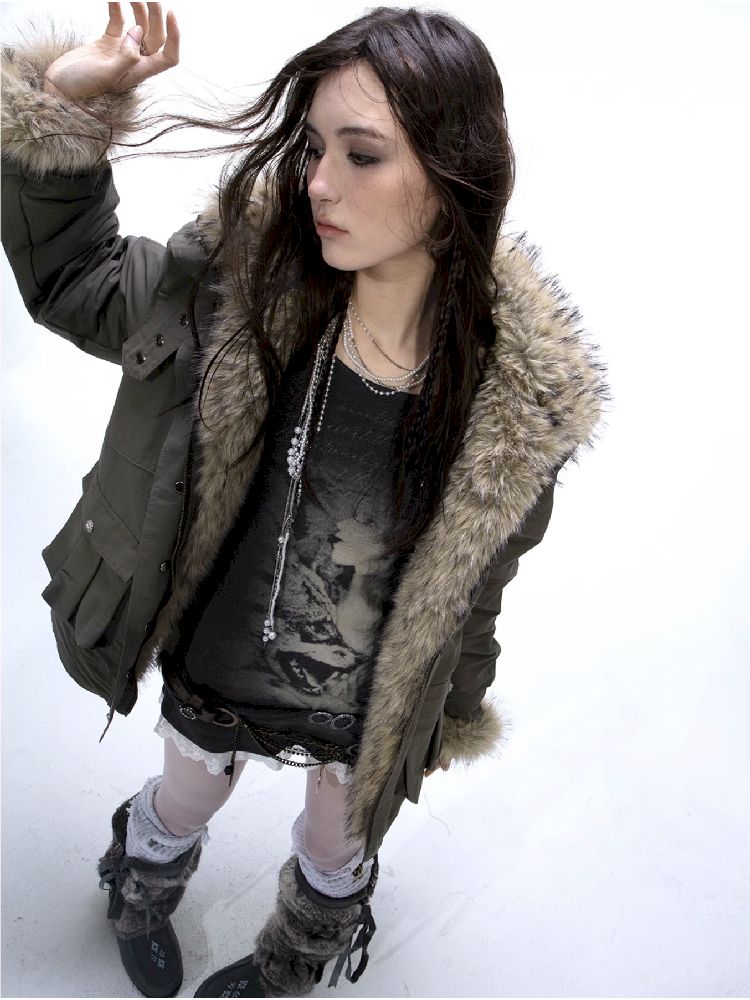 Fur Collar Mid-length Parka【s0000011266】