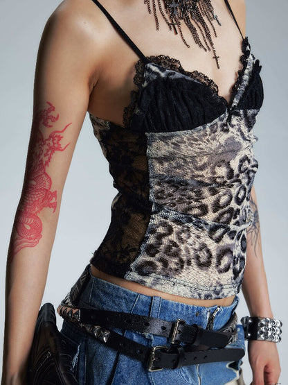 Leopard Print Mesh Stretch Camisole【s0000017004】