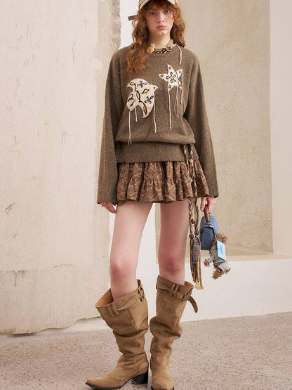 Unique Design Loose Long Sleeve Pullover【s0000014381】