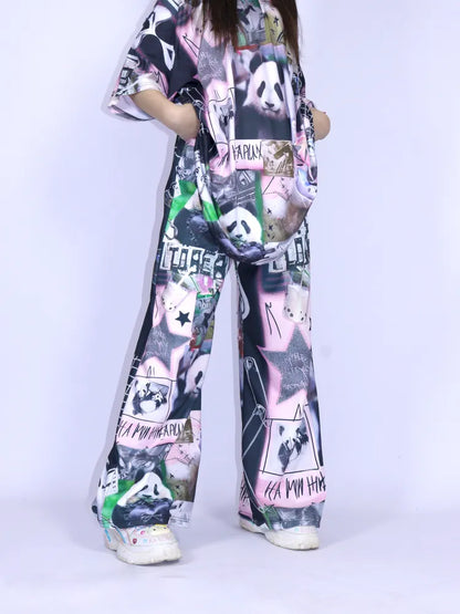 Panda Relaxed-Fit Wide-Leg Pants【s0000013976】