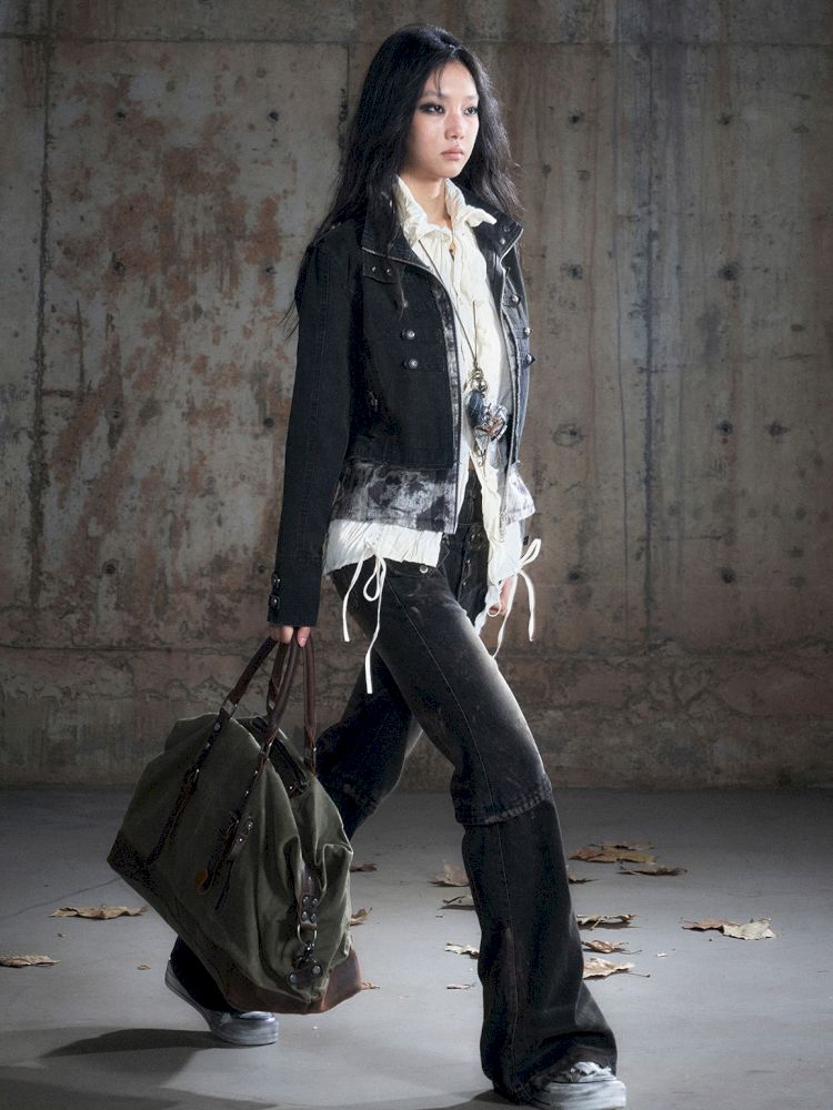 Standing collar zipper positive shoulder jacket【s0000013891】