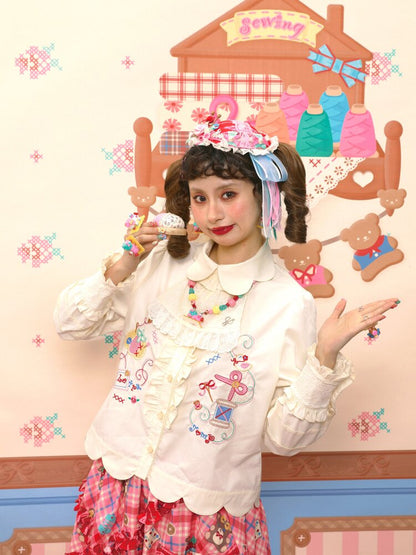 Petal Collar Embroidery Shirt In【s0000015573】