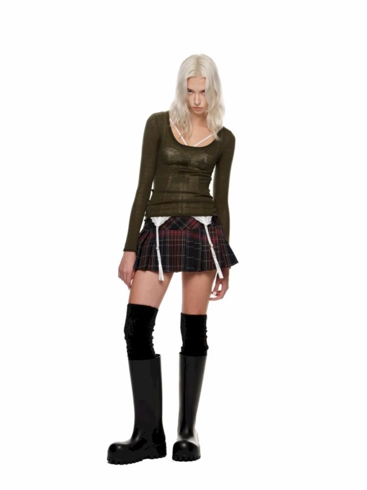 PLAID PLEATED SHORT SKIRT [S0000010640]