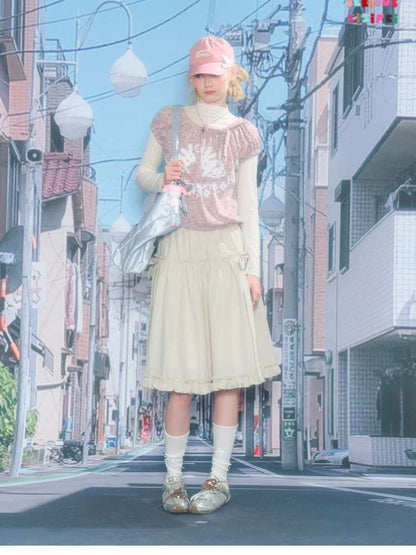 Rabbit Print Doll Knitted Top【s0000015430】