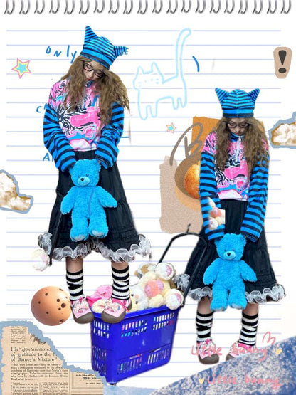 Striped Patchwork Plush Sweater【s0000015054】