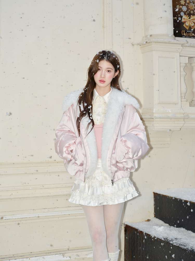 Glossy Satin Fleece Down Jacket【s0000015047】