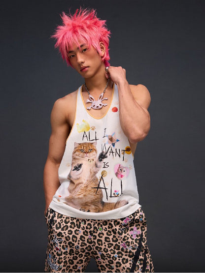 Cat Print Vest I Want Everything【s0000017296】