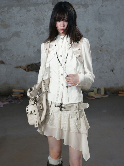 Napoleon Chiffon Patchwork Shirt【s0000018103】