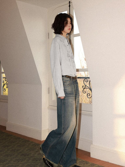 Retro Cat Whiskers Washed Jeans【s0000015463】