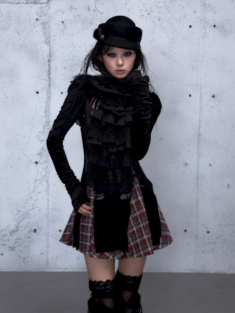 Court Lace Layering Furry Scarf【s0000014932】