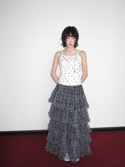 Star Check Heavy Mesh Long Skirt【s0000018655】
