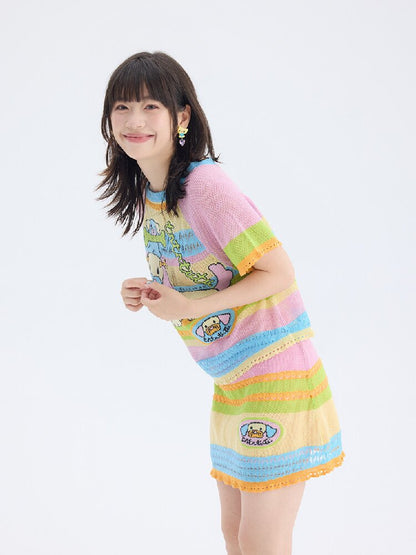 Hollow Knit Puppy Mini Skirt Set【s0000017689】