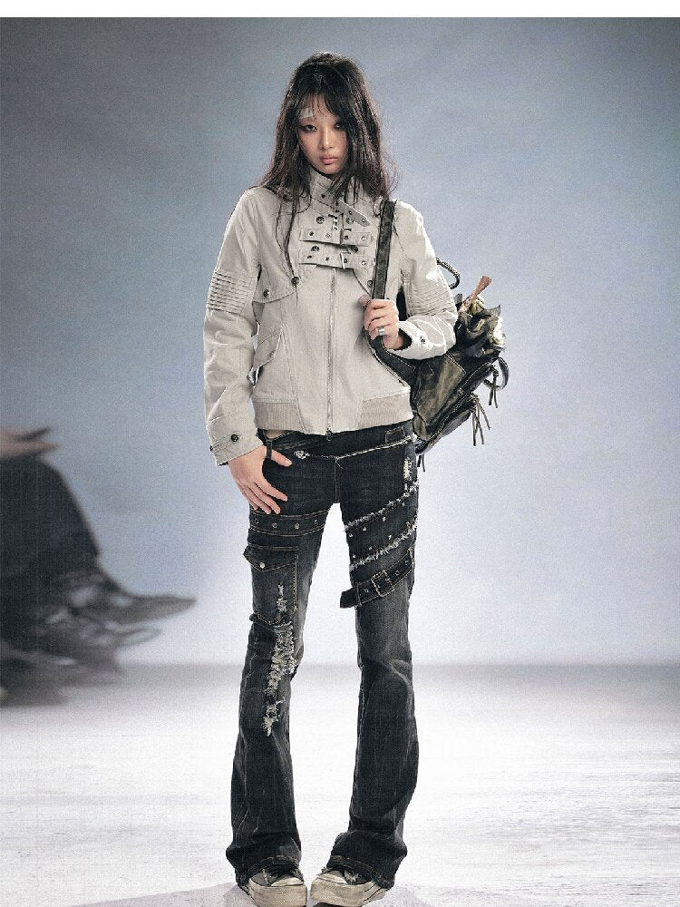 Splicing Hole Grunge Straight Jeans【s0000016284】