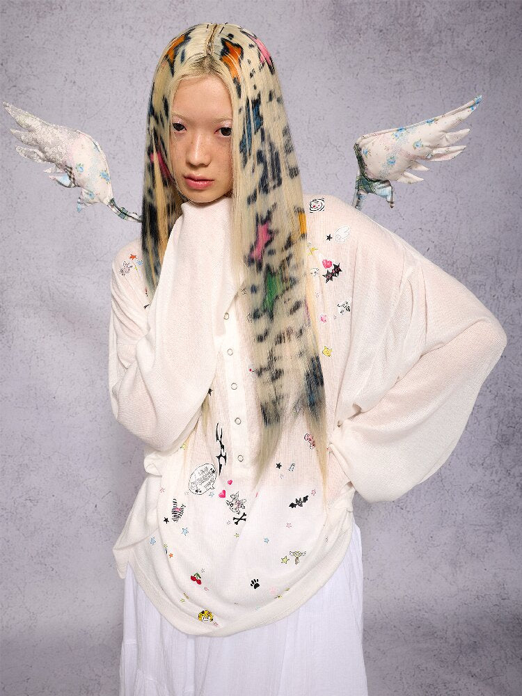 Sticker Print Open Front Top【s0000018734】