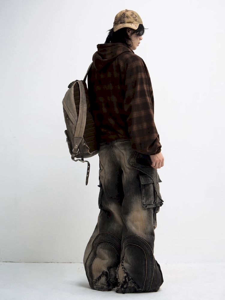 Button Folded Wide Leg Jeans【s0000011351】